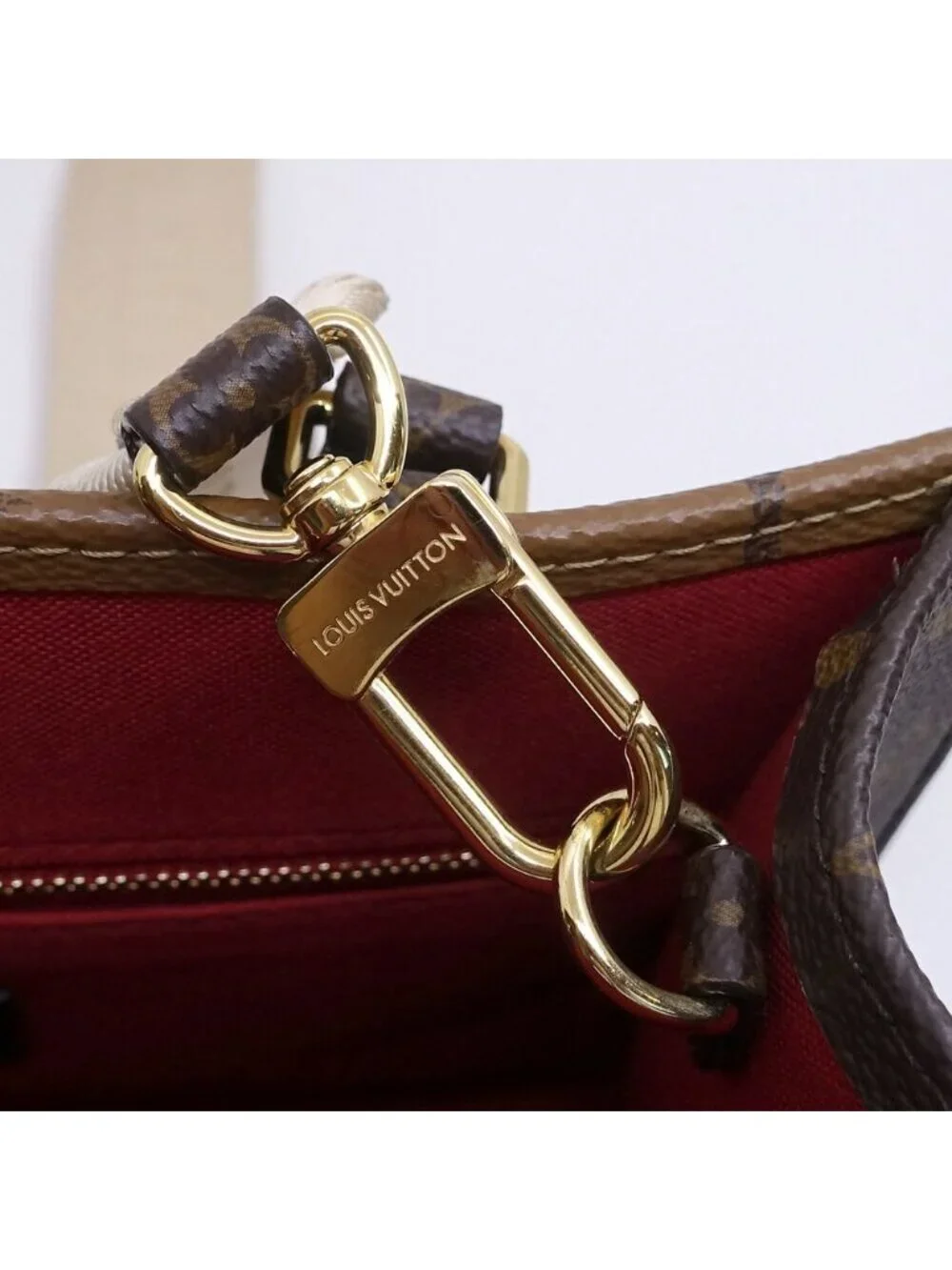Louis Vuitton On The Go PM Handbag 2-Way Monogram Giant Reverse Gold